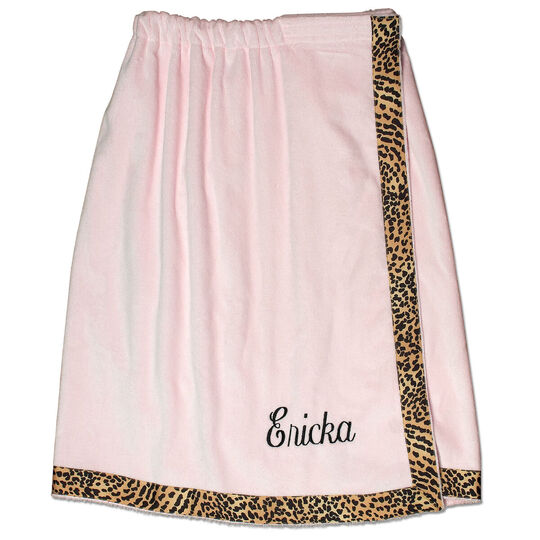 Terry Velour with Leopard Trim Beach or Spa Wrap